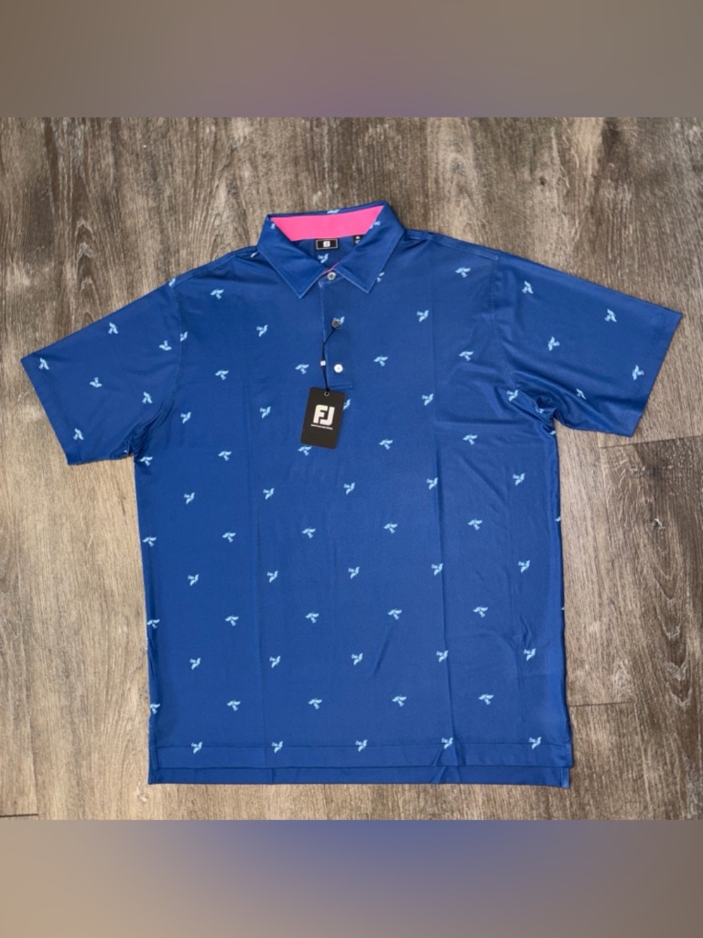 FootJoy Men’s Royal Blue Polo with Light Blue Print